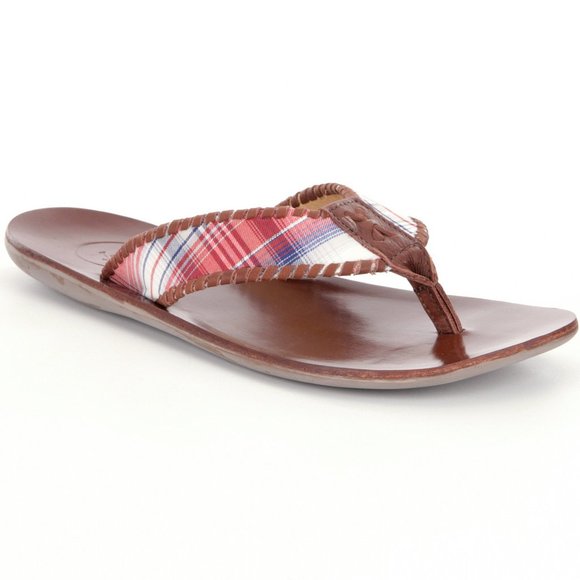 Jack Rogers Sullivan Plaid Thong Sandal  9 NWOB